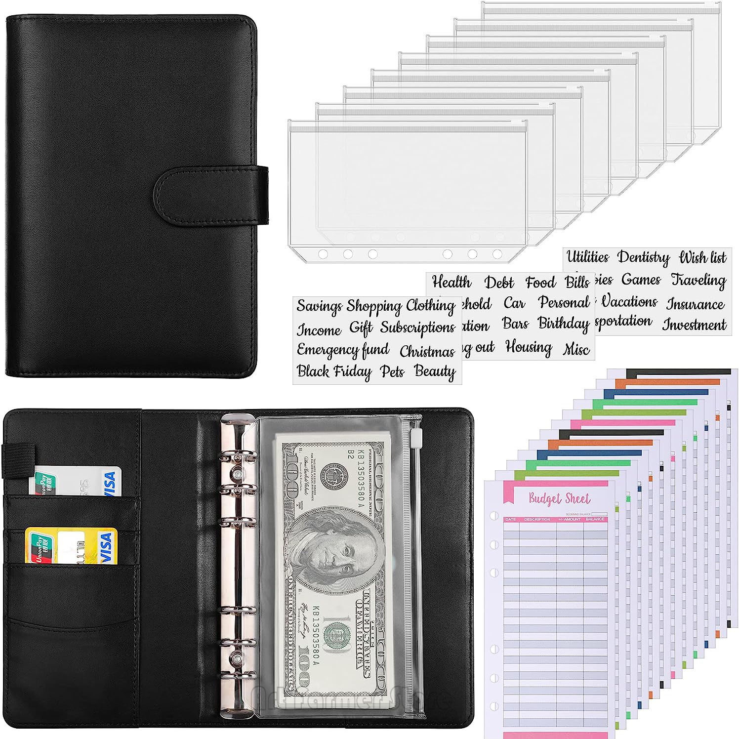 Planner Weekly Budget - حافظة ميزانية A6 مع مغلف نقدي،