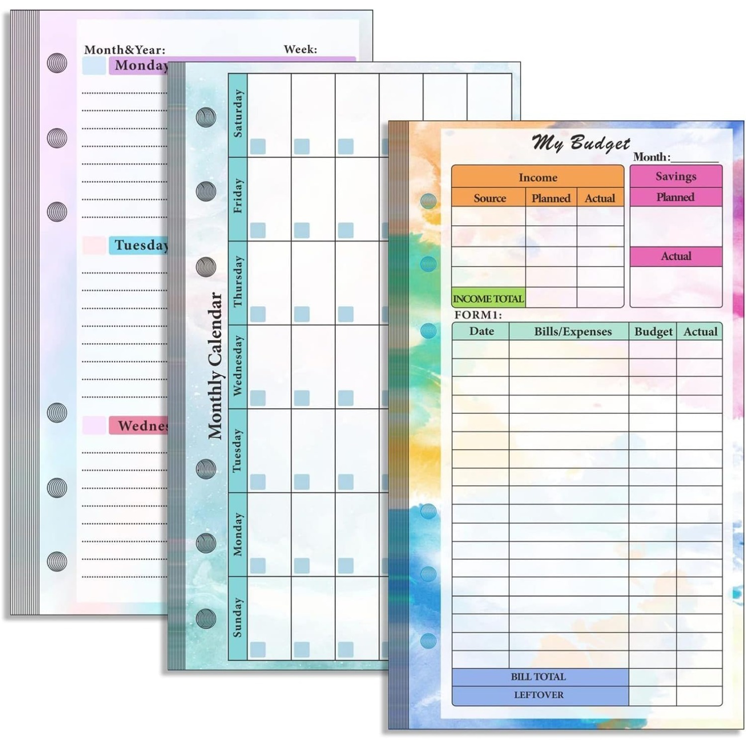 Planner Weekly Budget - مجموعة من عبوات مجلدات A6 ذات